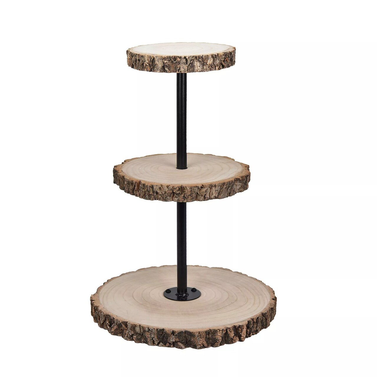 19" Brown 3 Tier Round Natural Wooden Cupcake Dessert Stand Party Decorations